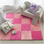 Luxury Interlocking Plush Foam Floor Mat Set – Soft, Non-Slip Modular Carpet Tiles for Living Room, Bedroom & Kids Play Area – Pink & Peach
