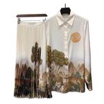 ELEGANT LADIES' 2 PIECE ATTIRE - CREAM/MULTI COLOR 