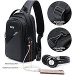 product_image_name-Generic-Anti Theft Bag for Men Women, Sling Bag, Man Bags for Men Cross Body, Casual One Shoulder Backpack with USB Charging Port for Travel, Hiking, Commute -Black-2