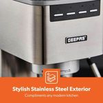 product_image_name-Geepas-Espresso & Cappuccino Coffee Machine with Milk Frother, 15 Bar Pressure 1.4L Water Tank Capacity, Thermo Block Heating & Pre-Brew Detachable Drip Tray 1450W- Silver -7