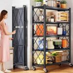 5 Layer Foldable kitchen Rack - Black