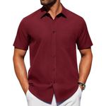 product_image_name-Fashion-Alimens & Gentle Shirts Mens Dress Shirts Stretch Short Sleeve Formal Business Wedding Button Down Shirt Wrinkle Free (Red)-1