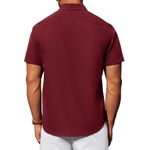 product_image_name-Fashion-Alimens & Gentle Shirts Mens Dress Shirts Stretch Short Sleeve Formal Business Wedding Button Down Shirt Wrinkle Free (Red)-3