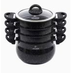 product_image_name-Life Smile-4 Layer  Granite Coated Stockpot Couscoussier Steamer Saucepans - Black.-1