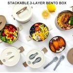 product_image_name-Generic-Lille Home Stainless Steel Stackable Lunch Snack Box with Tiffin Lunch Box - Stylish and Leak-Proof, Stainless Steel Thermal Compartment 2600ml Insulated Bento Food Container Food Container with 3 Tier and Lunch Bag-3