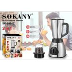 product_image_name-Sokany-2 In 1 Blender Grinder With Unbreakable Jars 3 Speeds 400W 1.5Litre Juicer- Multicolor-4