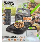 product_image_name-Dsp-4 in 1 Waffle Maker Sandwich Nuts Donuts Shells Maker Machine Barbecue Electric Baking Pan With Thermostat 800W- Multicolor-5