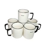 12Pieces Of Self Design Line Tea Coffee Cups Mugs- White