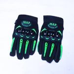 Canvas Motorcycle Riding Gloves, with Carbon Palm and Knuckle protectors - Green and Black.