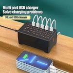 product_image_name-Generic-30 Port 150 Watt USB Charging Station, Desktop USB Rapid Charger, Multiple USB Desktop Charging Dock, Built in Silent Cooling Fan, for Home, Hotels, Shops, School, Travel  for Multiple Devices Portable Fast Charging -4