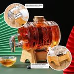 product_image_name-Generic-12Litres Beverage Dispenser, Thickened Glassware Barrel With Sturdy Wooden Stand Whisky Wine Brewing Jar Dispenser With Faucet Countertop Water Dispenser For Iced Tea Beer Fruit Teapot Decor With Tap-4