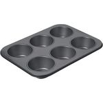 product_image_name-Generic-6-Hole Long Life,Cupcake Baking Tray /Oven Tray Pan - Black-2