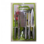 product_image_name-Generic- Silver Knife Set With Sharpner & Cutting Board -Multicolor-1