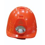 rechargeable LED mining cap lamp mounted on a safety helmet