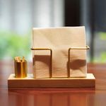 product_image_name-Generic-1pc Solid Wood Creative Vertical Tissue Storage Rack With Toothpick Holder, Cafe Bar Restaurant Desktop Napkin Holder, Simple Table Tissue Displays Storage Holder, Coffee Bar Accessories, Household Storage Organization For Kitchen, Bedroom, Office-6