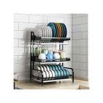Amazing 3-Tier Dish Rack Stainless Steel Dish Drainer - Black.