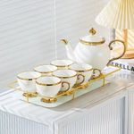 product_image_name-Generic-8 Pieces Ceramic Tea Set Of Teapot Coffee Cups And A Unique Tray-Multicolours-2