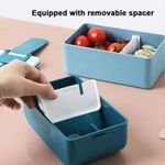 product_image_name-Generic-Rectangle Bento Leak-Proof Lunch Box Portable PP Double Layer Storage Food Container For Kids And Adults Fridge Microwave Dinnerware -Multicolor-6
