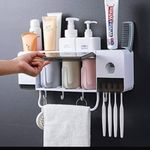 product_image_name-Generic-Automatic Toothpaste Dispenser Squeezer Wall Mount and Anti-dust Toothbrush Holder - Multicolor-1