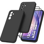 product_image_name-Samsung-Galaxy A54 Luxury Soft Rubber Liquid Silicone Skin Touch Feel Cover Case With Screen Protector Black-1