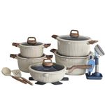 product_image_name-Generic-Elegant Non-Stick Cookware Set with Wood-Effect Accents (15 Pieces) - Multicolor-3
