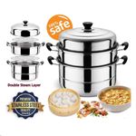 product_image_name-Generic-3 Layers Stainless Steel Cooking Pot Steamer With Double Bottom-Silver-2