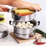 product_image_name-Generic-3 Layers Stainless Steel Cooking Pot Steamer With Double Bottom-Silver-3