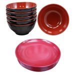 product_image_name-Generic-12 Pieces Strong Melamine Dinner Plates And Bowls Set-Red-2