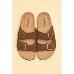 Unisex, men and women flat sandals-Brown buckle