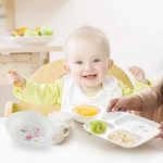product_image_name-Generic-Children Tableware Dinner Set 6 in 1 Feeding Series Plate Cup Bowl Spoons Tray Gift Pack- White-1