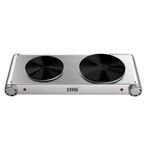 product_image_name-Winningstar-Double Burner Heater Hot Plate with Die Cast +Ceramic Coating Plate 5-Step Adjustable Temperature Control Automatic Thermostat Overheat Protection Power Light 1m Copper Charging Cable VDE Plug- Silver-1