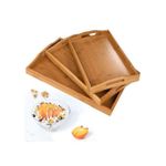 product_image_name-Generic-3 Piece Wooden Bamboo Serving Trays Platter - Brown-2