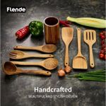 product_image_name-Generic-Wooden Spoons for Cooking Non-stick Pan- 8-Piece Wooden Kitchen Utensil Set made of Natural Solid Wood Material-Includes Spoons,Spatulas,Ladles,Mixing Spoon and Utensil Holder Barrel Gifts Set-2