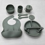 Baby Silicone Feeder Set - Grey & Green