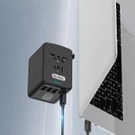 product_image_name-Go-Des-Universal International Travel Power Adapter High Speed with 3 USB + 1 Type C , All in One 3 USB 2 Type-C Worldwide AC Power Wall Charger Plug -Black -3