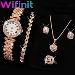 product_image_name-Fashion-WIFINIT Elegant Ladies Wristwatch Set-Rose Gold-1