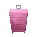 A Big Size Travelling Suitcase It Carries 25-30Kgs It's Purely Rubber It's strong It Has 8-Wheels Extremely Durable It's Silver Colour 