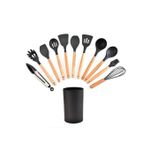 product_image_name-Generic-12pcs Kitchen Utensils And Knife Set - Silicone, Black-1
