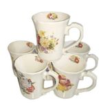 product_image_name-Generic-6 Pieces Of Multi-Flower Printed Coffee Tea Cups  Mugs- White-1