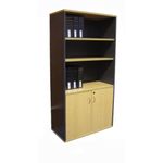 Wooden Office Bookshelf 2 Doors- Black And Cherry
