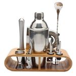 product_image_name-Generic-12-Piece Martini Cocktail Shaker 750ML In Stainless Steel And Bamboo Support Set- Silver.-2