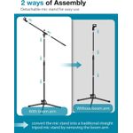 product_image_name-Generic-Microphone Stand, Boom Arm Mic Stand Floor Detachable Height Adjustable Heavy Duty with Mic Clip Holder Metal Base for Blue Yeti HyperX QuadCast Shure SM58 Samson Q2U Fifine K669B Microphones-2