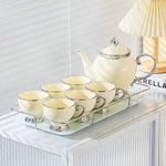 product_image_name-Generic-8 Pieces Ceramic Tea Set Of Teapot Coffee Cups And A Unique Tray-Multicolours-1