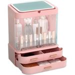 product_image_name-Generic-Dust-Proof Drawer Makeup Skincare Organizer Plastic Cosmetics Storage Cases With 3 Drawer Adjustable LED Mirror Makeup Organizer For Countertop Cosmetic Storage Box- Multicolor-5