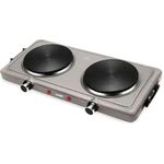  2 Burner Electric Hot Plate Cooking Stove- Silver/Black