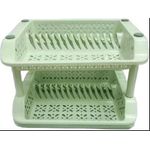 product_image_name-Generic-2 Tier kitchen Counter Top Plastic Dish Draining Drying Storage rack tray Organizer- Multicolor-5