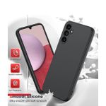 product_image_name-Samsung-Galaxy A14 Luxury Soft Rubber Liquid Silicone Skin Touch Feel Cover Case With 2 Screen Protector A14 Cover With Screen Guard Black -2