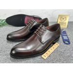 Franco Banetti Classic Plain Toe Lace-Up Leather Dress Shoes – Dark Brown