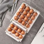 product_image_name-Generic-32 Eggs Tray Storage Box Double-deck Refrigerator Drawer, White-5
