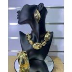 Chunky earrings and bangle neckless  stainless  in gold color